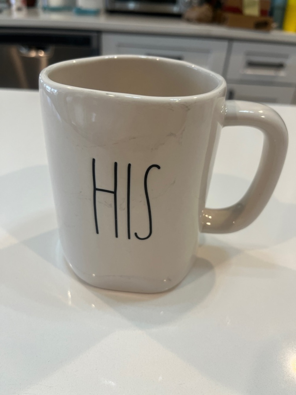 Rae Dunn White Mug with HIS Black Lettering